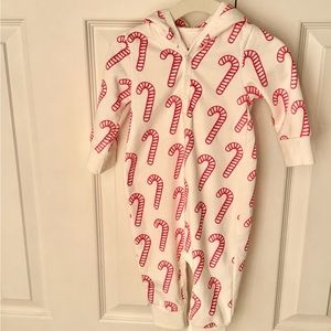 Monica + Andy (Sold Out)NEVER been worn Candy Cane Hooded Sweatshirt Romper